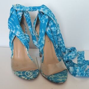 Blue Strappy  Tie-Dye Women's Heels